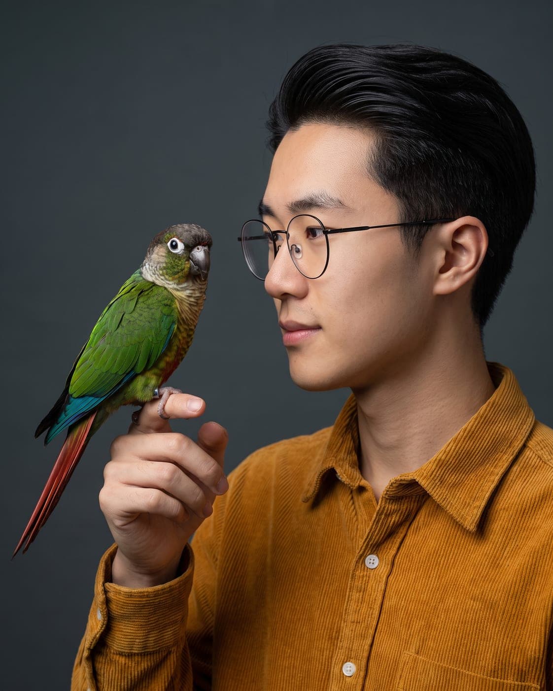On the hand — Your bird on your finger, eye to eye with you.