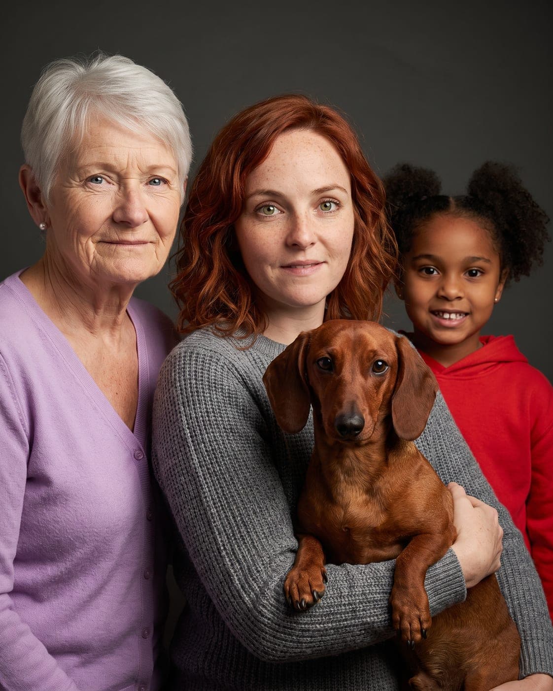 Three generations — The three of you in order, and the one who knows all three.